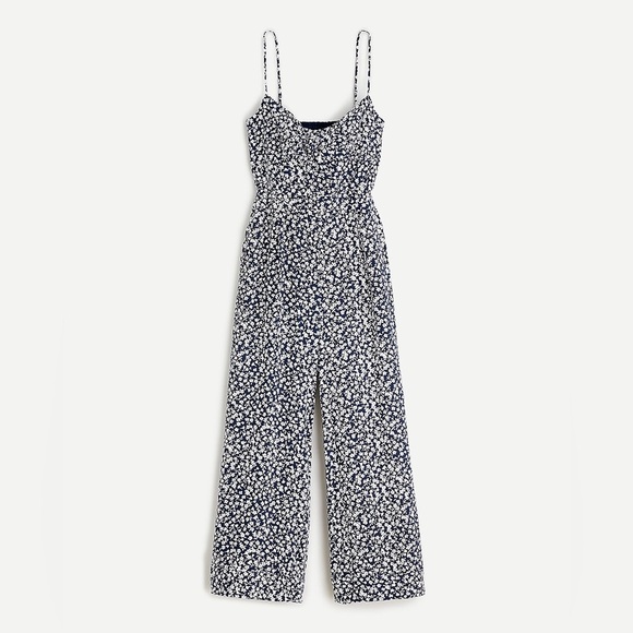 J. Crew Pants - J.Crew Tie-front wide-leg jumpsuit in floral print black and white size 8